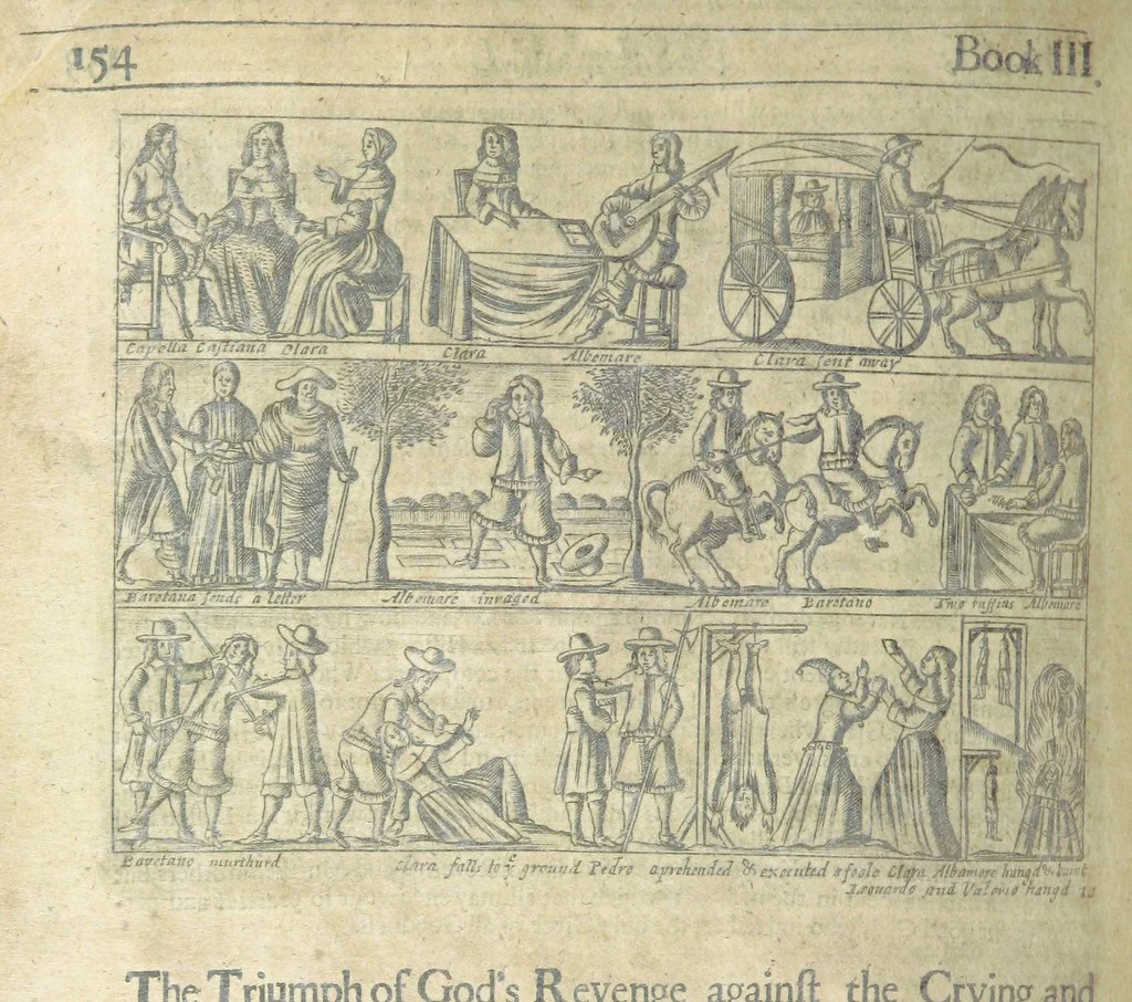 An illustration from The Triumphs of Gods Revenge against the Crying and Execrable Sin of ... Murther ... The seventh ... edition. Whereunto are added ... copper plates, 1704, leaf 184