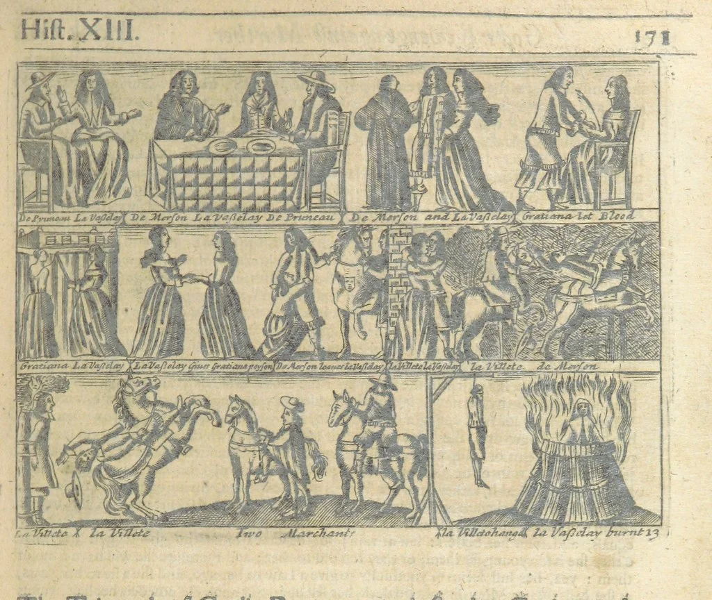 An illustration from The Triumphs of Gods Revenge against the Crying and Execrable Sin of ... Murther ... The seventh ... edition. Whereunto are added ... copper plates, 1704, leaf 201