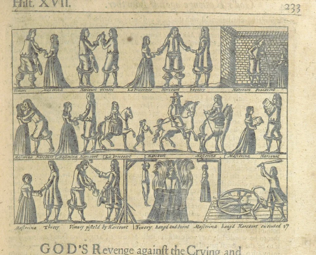 An illustration from The Triumphs of Gods Revenge against the Crying and Execrable Sin of ... Murther ... The seventh ... edition. Whereunto are added ... copper plates, 1704, leaf 263
