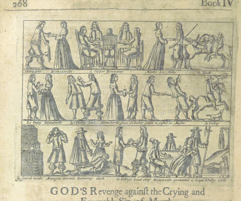 An illustration from The Triumphs of Gods Revenge against the Crying and Execrable Sin of ... Murther ... The seventh ... edition. Whereunto are added ... copper plates, 1704, leaf 298