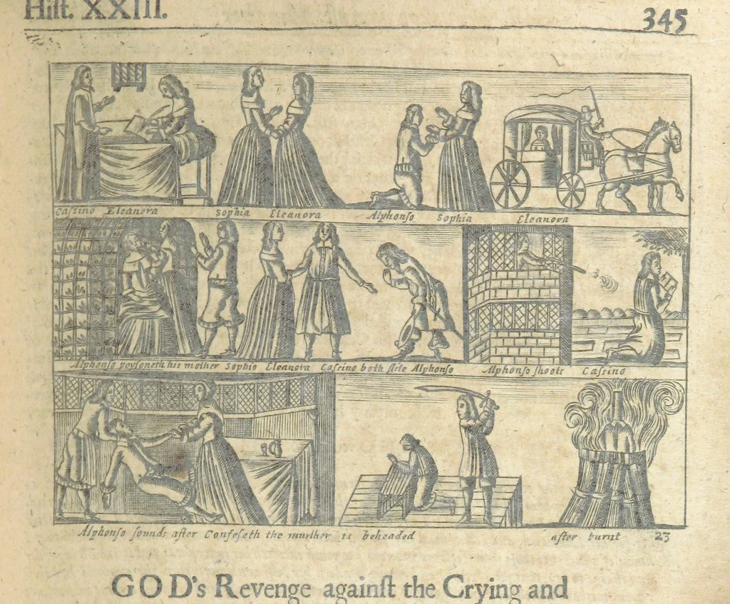 An illustration from The Triumphs of Gods Revenge against the Crying and Execrable Sin of ... Murther ... The seventh ... edition. Whereunto are added ... copper plates, 1704, leaf 365