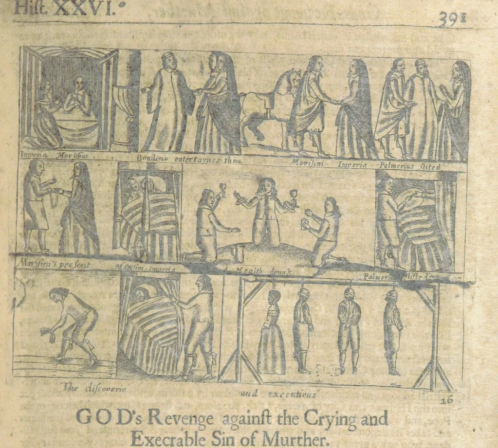 An illustration from The Triumphs of Gods Revenge against the Crying and Execrable Sin of ... Murther ... The seventh ... edition. Whereunto are added ... copper plates, 1704, leaf 409