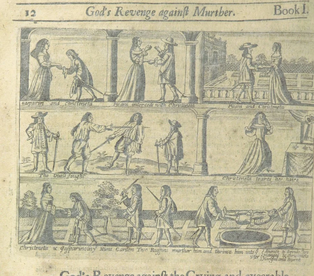 An illustration from The Triumphs of Gods Revenge against the Crying and Execrable Sin of ... Murther ... The seventh ... edition. Whereunto are added ... copper plates, 1704, leaf 42