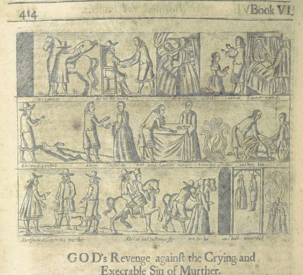 An illustration from The Triumphs of Gods Revenge against the Crying and Execrable Sin of ... Murther ... The seventh ... edition. Whereunto are added ... copper plates, 1704, leaf 432