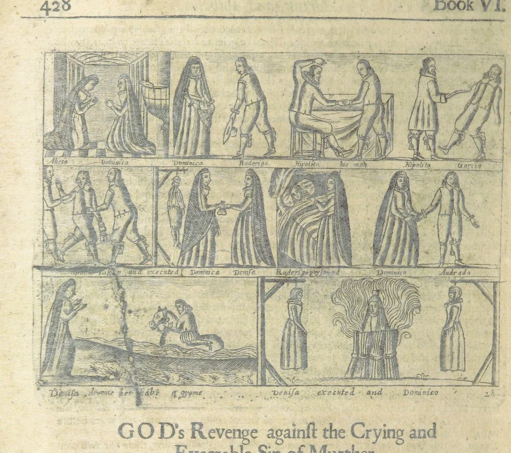 An illustration from The Triumphs of Gods Revenge against the Crying and Execrable Sin of ... Murther ... The seventh ... edition. Whereunto are added ... copper plates, 1704, leaf 446
