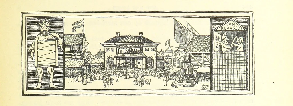 An illustration from Eene halve Eeuw, 1848-1898. Nederland onder de regeering van Koning Willem den Derde en het Regentschap van Koningin Emma door Nederlanders beschreven onder redactie van Dr P. H. Ritter. 3e ... uitgave, etc, 1898, leaf 443