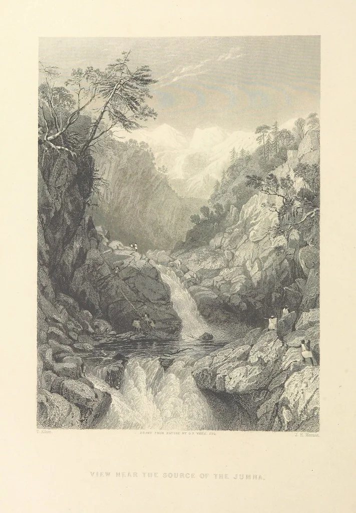 An illustration from Hindostan; its landscapes, palaces, temples, tombs; the shores of the Red Sea; and the ... scenery of the Himalaya Mountains, illustrated in a series of views. With descriptions by E. Roberts, 1850, leaf 102