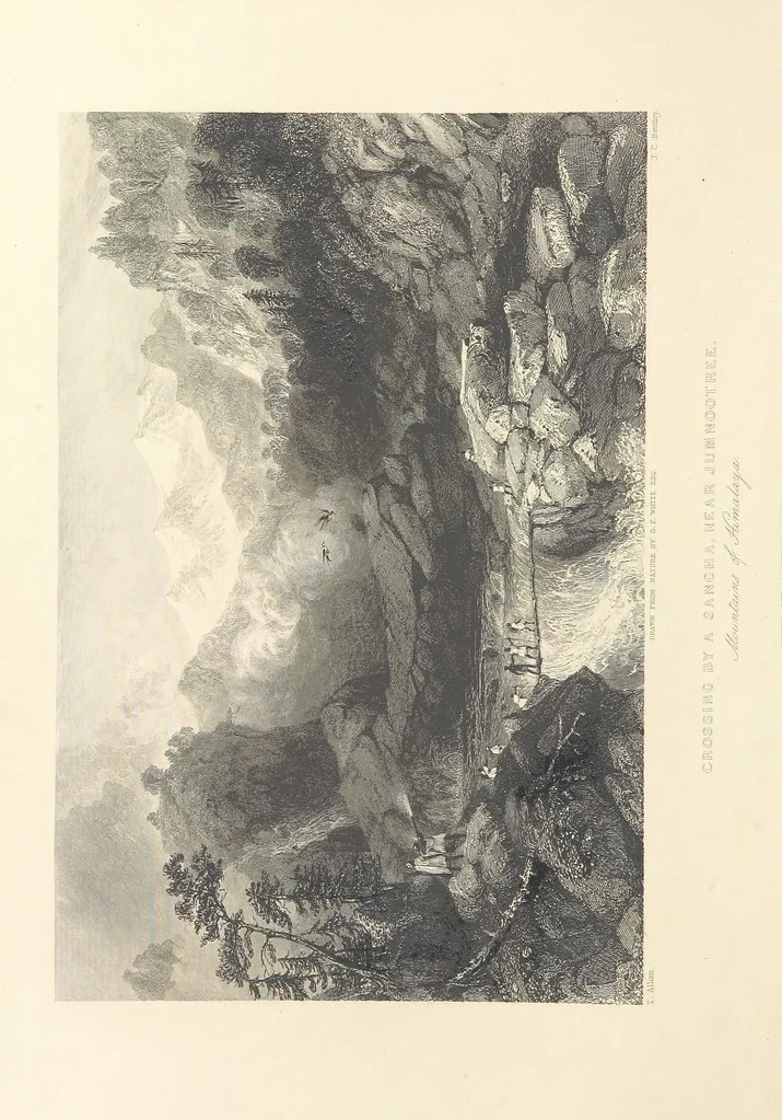 An illustration from Hindostan; its landscapes, palaces, temples, tombs; the shores of the Red Sea; and the ... scenery of the Himalaya Mountains, illustrated in a series of views. With descriptions by E. Roberts, 1850, leaf 22