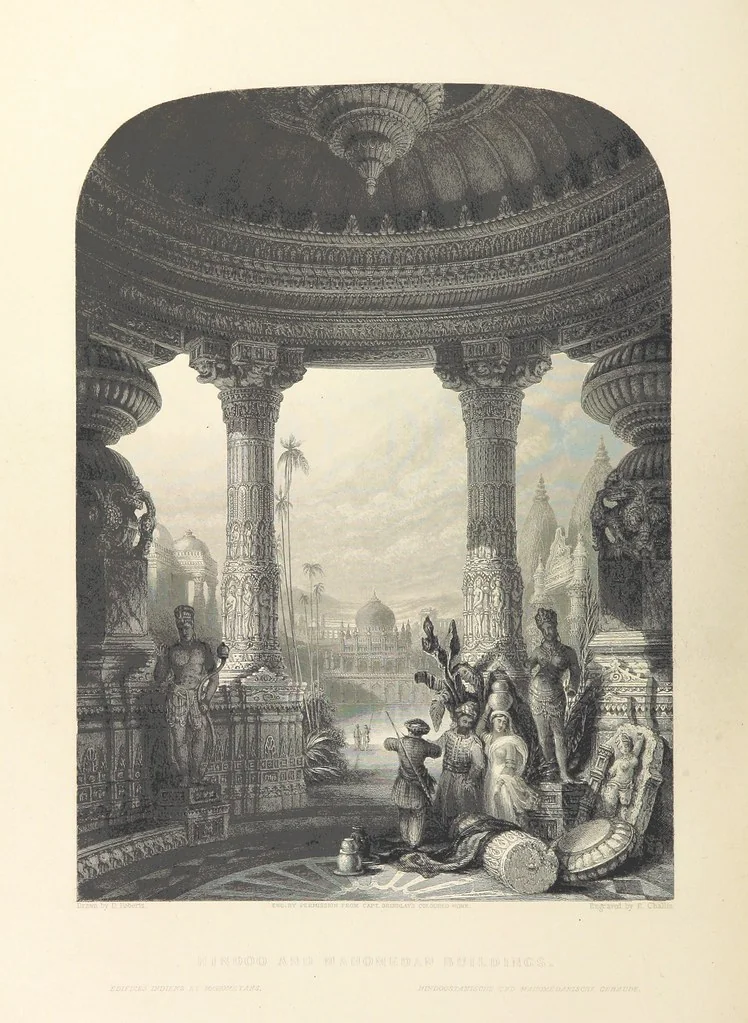 An illustration from Hindostan; its landscapes, palaces, temples, tombs; the shores of the Red Sea; and the ... scenery of the Himalaya Mountains, illustrated in a series of views. With descriptions by E. Roberts, 1850, leaf 244