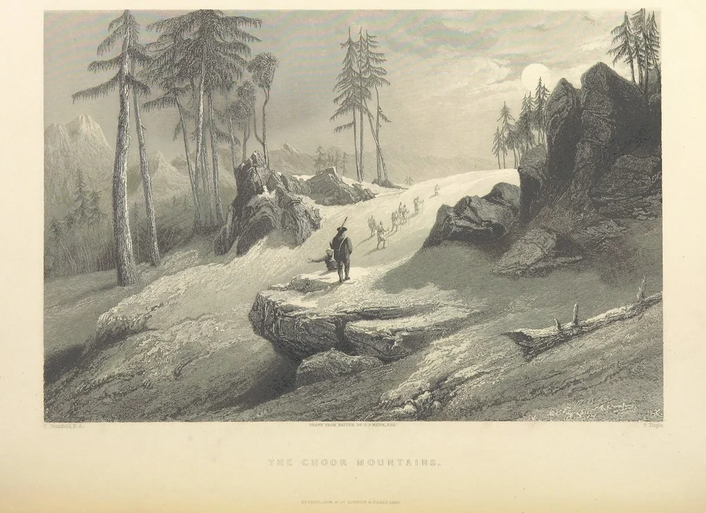 An illustration from Hindostan; its landscapes, palaces, temples, tombs; the shores of the Red Sea; and the ... scenery of the Himalaya Mountains, illustrated in a series of views. With descriptions by E. Roberts, 1850, leaf 260