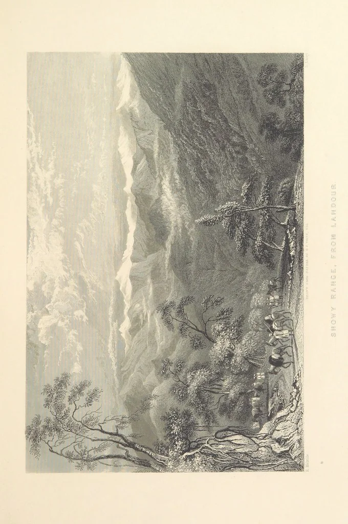 An illustration from Hindostan; its landscapes, palaces, temples, tombs; the shores of the Red Sea; and the ... scenery of the Himalaya Mountains, illustrated in a series of views. With descriptions by E. Roberts, 1850, leaf 43
