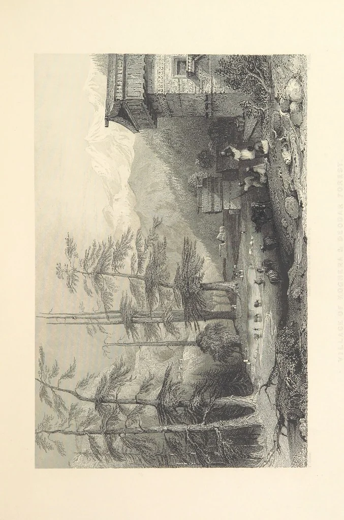 An illustration from Hindostan; its landscapes, palaces, temples, tombs; the shores of the Red Sea; and the ... scenery of the Himalaya Mountains, illustrated in a series of views. With descriptions by E. Roberts, 1850, leaf 47