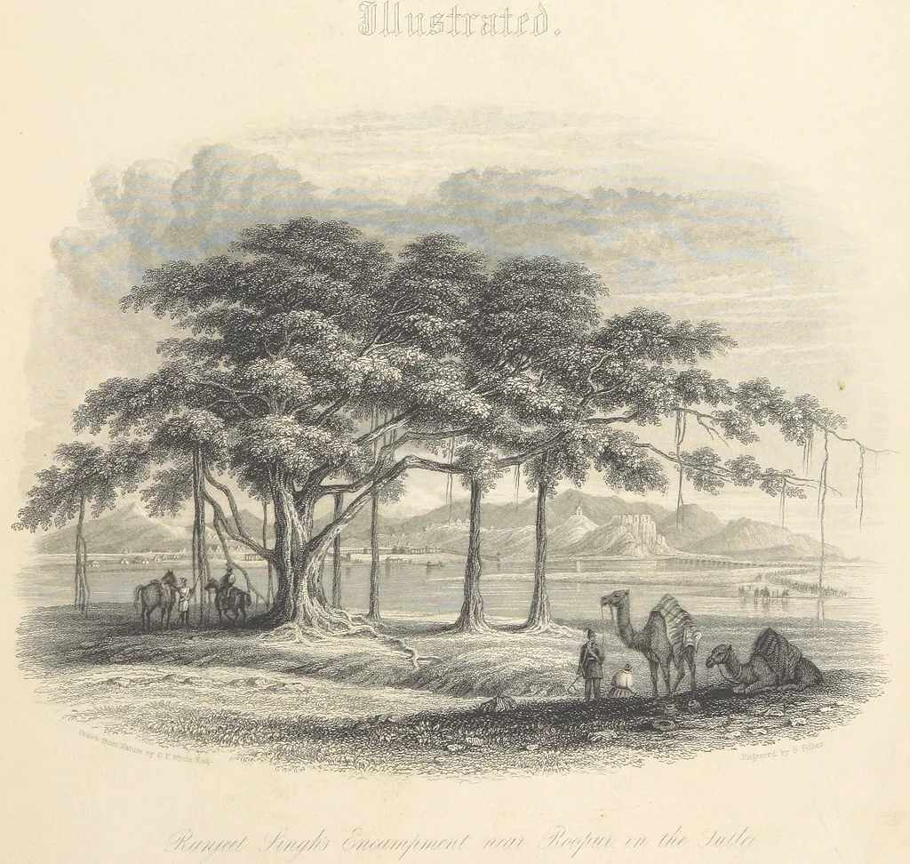 An illustration from Hindostan; its landscapes, palaces, temples, tombs; the shores of the Red Sea; and the ... scenery of the Himalaya Mountains, illustrated in a series of views. With descriptions by E. Roberts, 1850, leaf 9