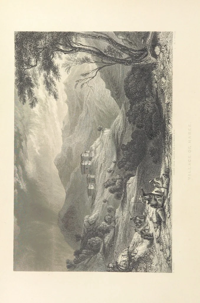 An illustration from Hindostan; its landscapes, palaces, temples, tombs; the shores of the Red Sea; and the ... scenery of the Himalaya Mountains, illustrated in a series of views. With descriptions by E. Roberts, 1850, leaf 98