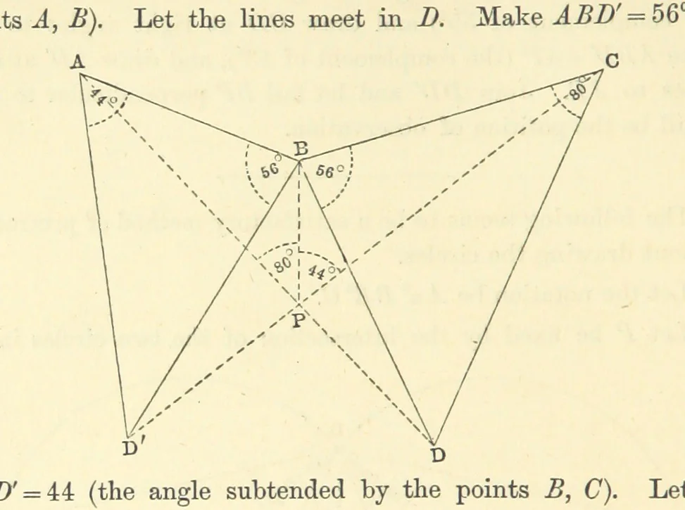 An illustration from A Treatise on Marine Surveying: prepared for the use of younger Naval Officers, etc, 1882, leaf 86