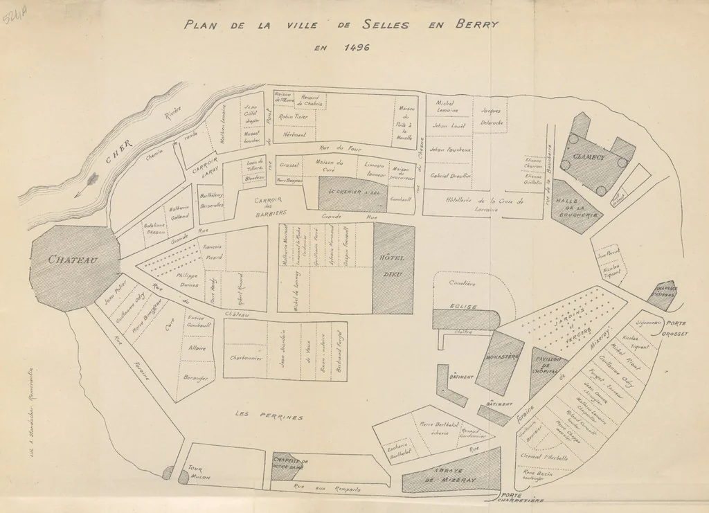 An illustration from Histoire de Selles en Berry et de ses seigneurs, etc, 1899, leaf 551