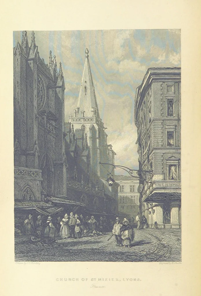 An illustration from The Continental Tourist. Views of Cities and Scenery in Italy, France, and Switzerland. From original drawings by S. Prout, ... and J. D. Harding, with descriptions in English by T. Roscoe, and in French by A. Sosson, 1849, leaf 100