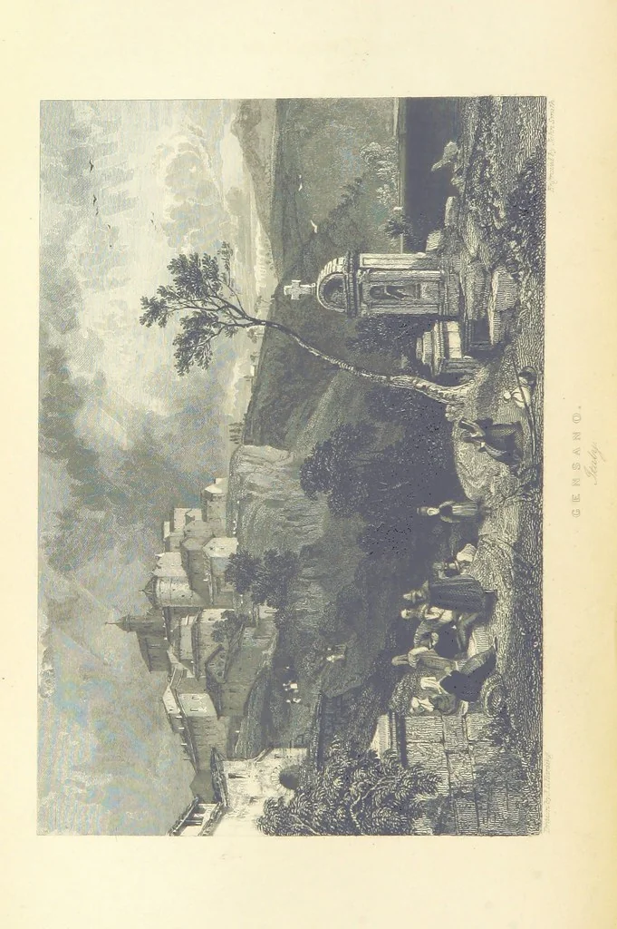 An illustration from The Continental Tourist. Views of Cities and Scenery in Italy, France, and Switzerland. From original drawings by S. Prout, ... and J. D. Harding, with descriptions in English by T. Roscoe, and in French by A. Sosson, 1849, leaf 116