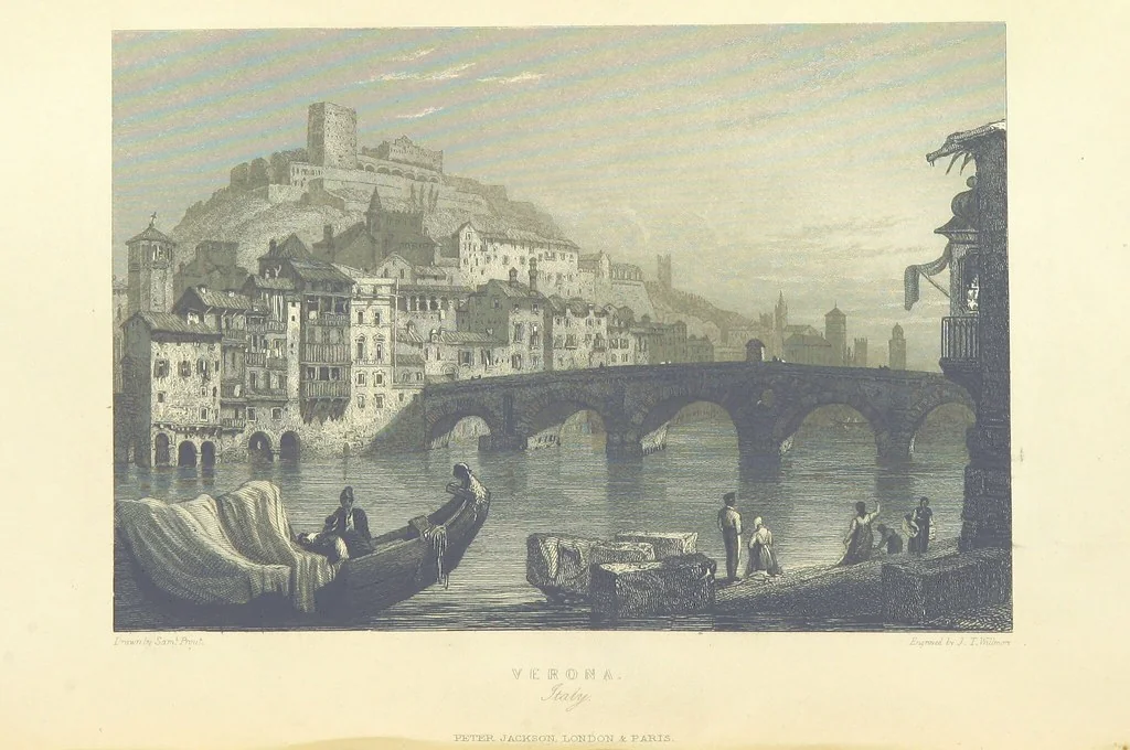 An illustration from The Continental Tourist. Views of Cities and Scenery in Italy, France, and Switzerland. From original drawings by S. Prout, ... and J. D. Harding, with descriptions in English by T. Roscoe, and in French by A. Sosson, 1849, leaf 128