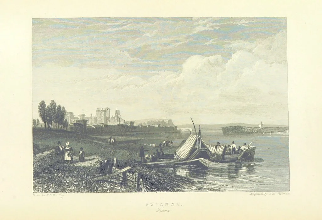 An illustration from The Continental Tourist. Views of Cities and Scenery in Italy, France, and Switzerland. From original drawings by S. Prout, ... and J. D. Harding, with descriptions in English by T. Roscoe, and in French by A. Sosson, 1849, leaf 176
