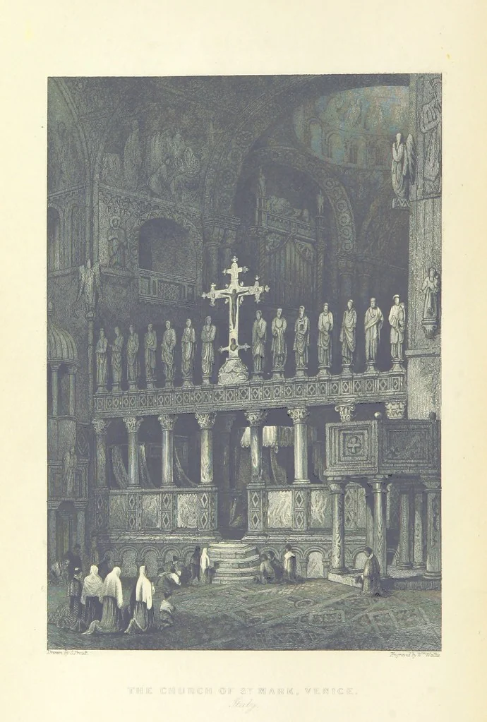 An illustration from The Continental Tourist. Views of Cities and Scenery in Italy, France, and Switzerland. From original drawings by S. Prout, ... and J. D. Harding, with descriptions in English by T. Roscoe, and in French by A. Sosson, 1849, leaf 192