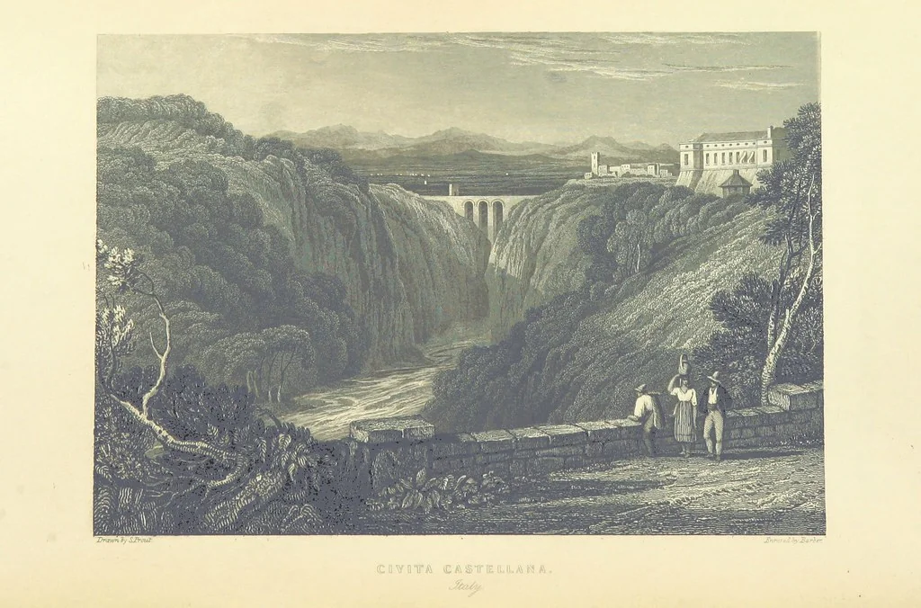 An illustration from The Continental Tourist. Views of Cities and Scenery in Italy, France, and Switzerland. From original drawings by S. Prout, ... and J. D. Harding, with descriptions in English by T. Roscoe, and in French by A. Sosson, 1849, leaf 232