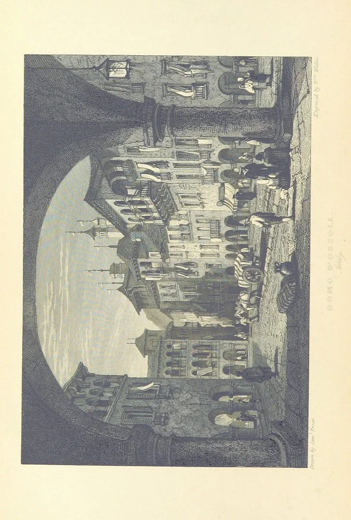 An illustration from The Continental Tourist. Views of Cities and Scenery in Italy, France, and Switzerland. From original drawings by S. Prout, ... and J. D. Harding, with descriptions in English by T. Roscoe, and in French by A. Sosson, 1849, leaf 296
