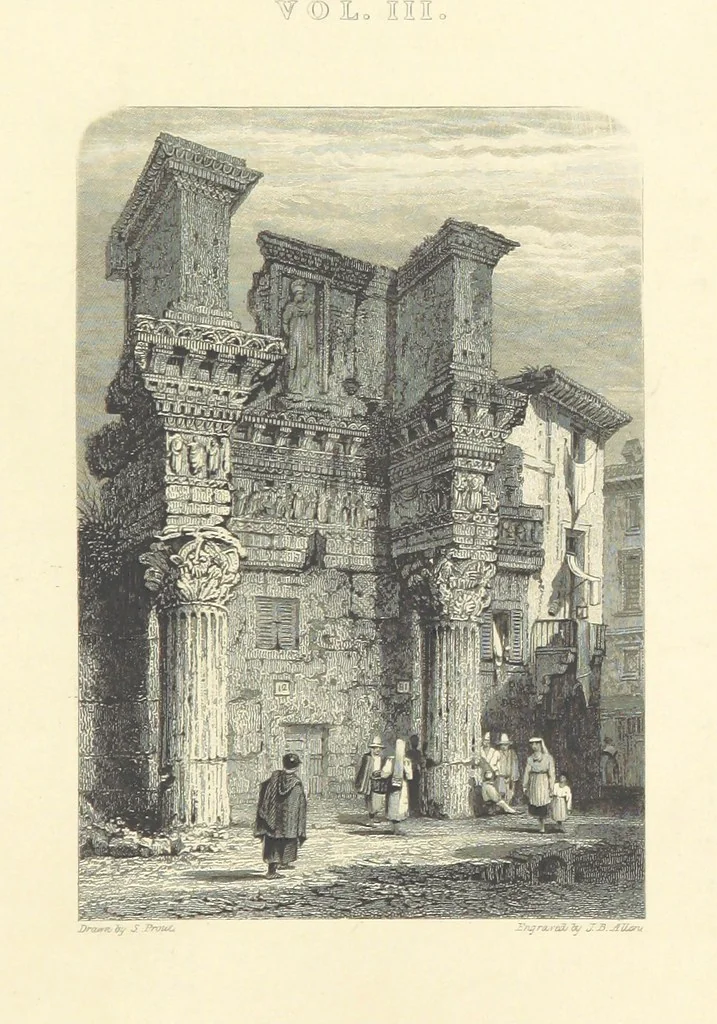 An illustration from The Continental Tourist. Views of Cities and Scenery in Italy, France, and Switzerland. From original drawings by S. Prout, ... and J. D. Harding, with descriptions in English by T. Roscoe, and in French by A. Sosson, 1849, leaf 375