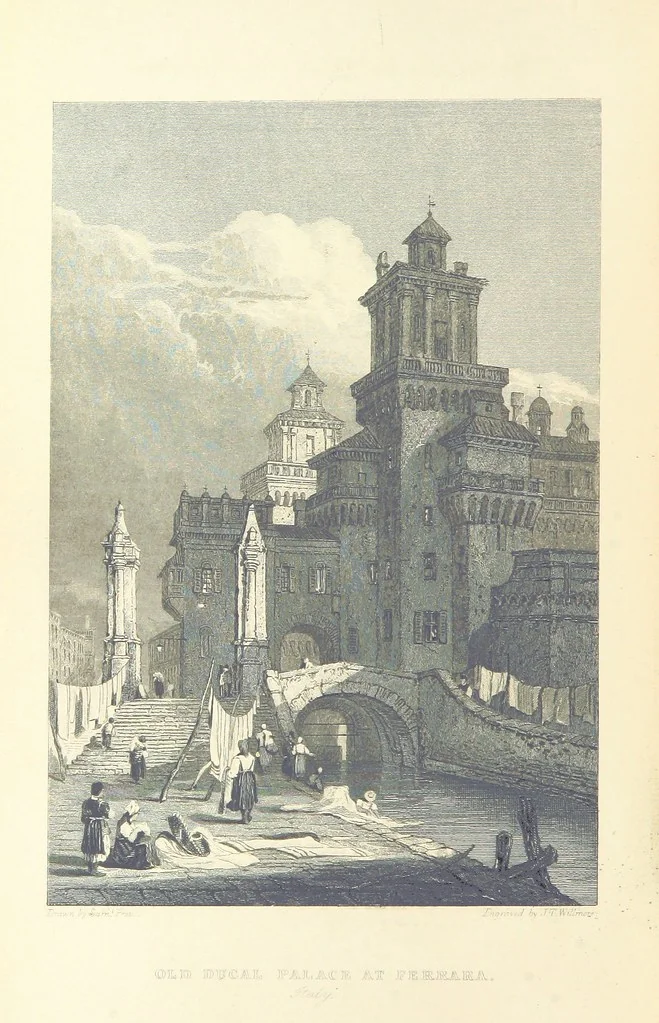 An illustration from The Continental Tourist. Views of Cities and Scenery in Italy, France, and Switzerland. From original drawings by S. Prout, ... and J. D. Harding, with descriptions in English by T. Roscoe, and in French by A. Sosson, 1849, leaf 456