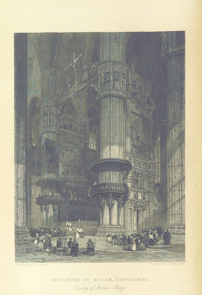 An illustration from The Continental Tourist. Views of Cities and Scenery in Italy, France, and Switzerland. From original drawings by S. Prout, ... and J. D. Harding, with descriptions in English by T. Roscoe, and in French by A. Sosson, 1849, leaf 52
