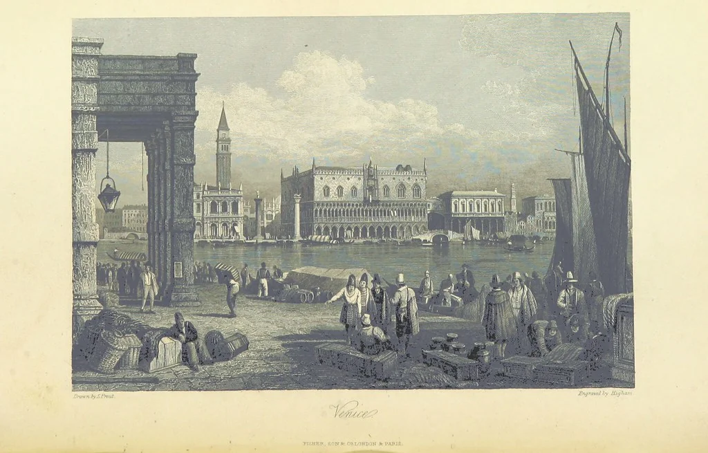 An illustration from The Continental Tourist. Views of Cities and Scenery in Italy, France, and Switzerland. From original drawings by S. Prout, ... and J. D. Harding, with descriptions in English by T. Roscoe, and in French by A. Sosson, 1849, leaf 80