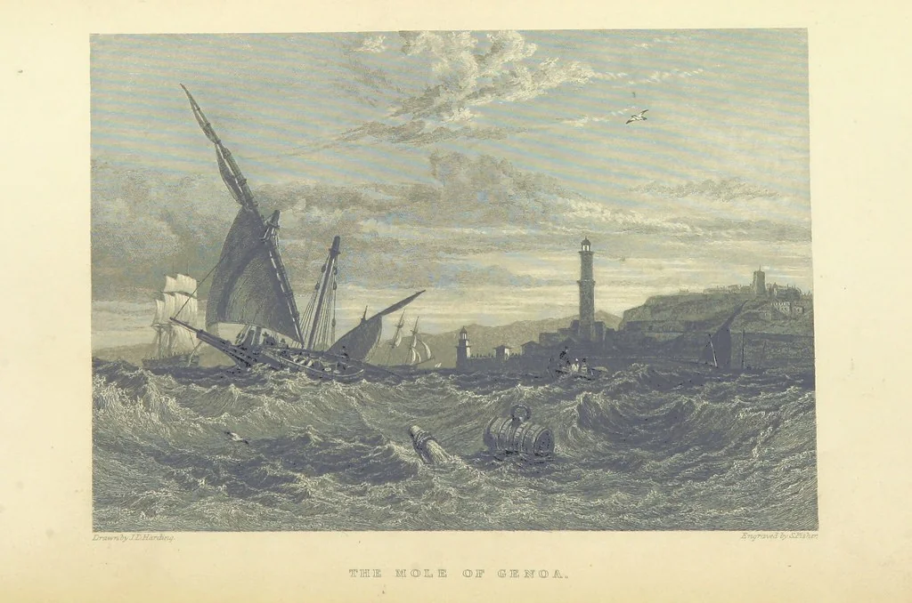 An illustration from The Continental Tourist. Views of Cities and Scenery in Italy, France, and Switzerland. From original drawings by S. Prout, ... and J. D. Harding, with descriptions in English by T. Roscoe, and in French by A. Sosson, 1849, leaf 92