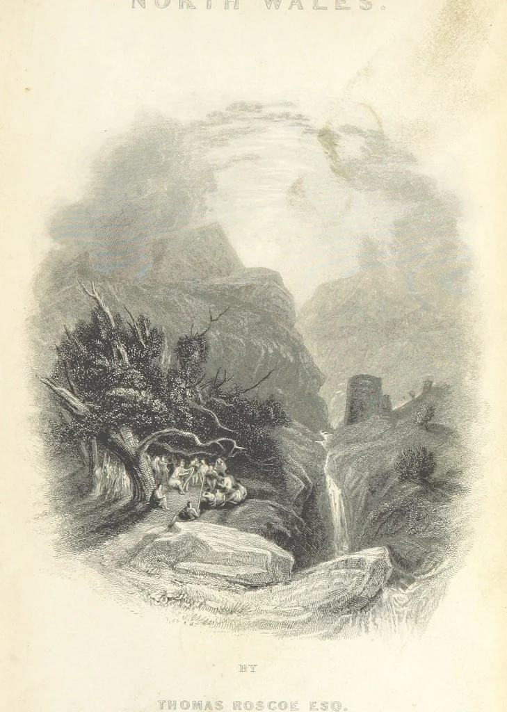 An illustration from Wanderings and Excursions in North Wales, with 51 engravings, by Radclyffe, from drawings by Cattermole, Cox, etc, 1853, leaf 9