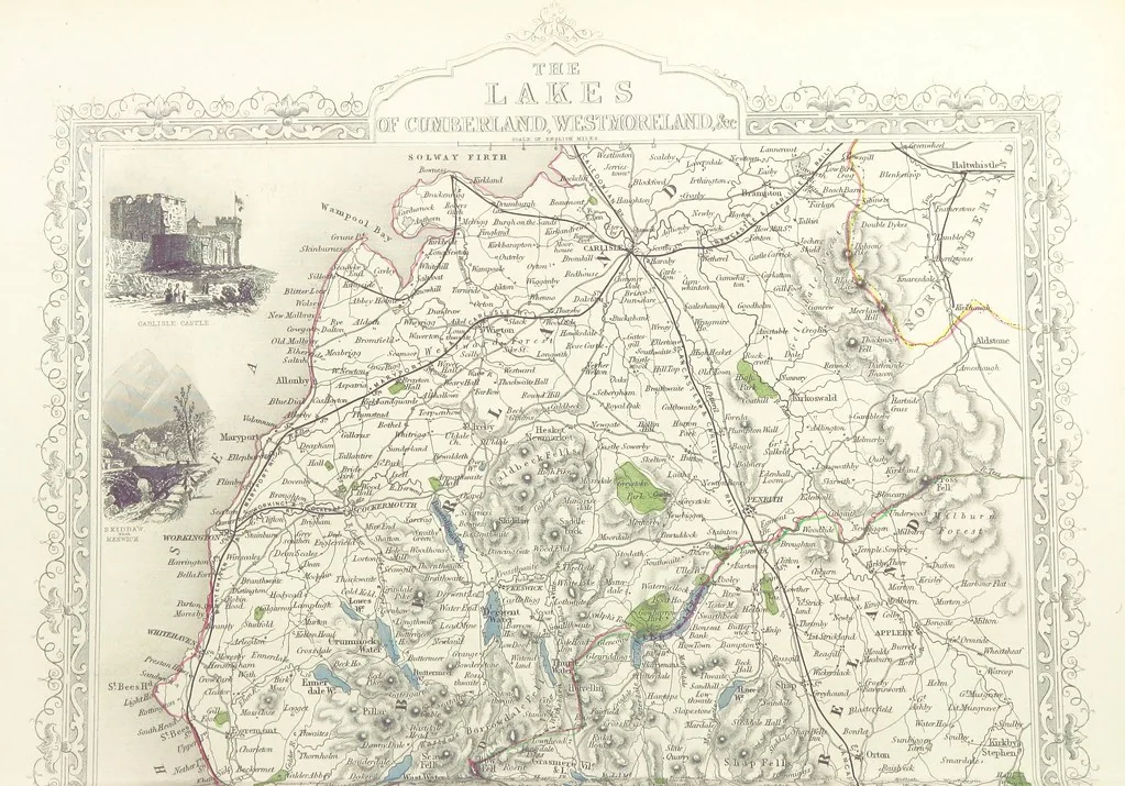 An illustration from Westmorland, Cumberland, Durham, and Northumberland, illustrated from original drawings by T. Allom, G. Pickering, &c. With descriptions by T. Rose, 1858, leaf 18