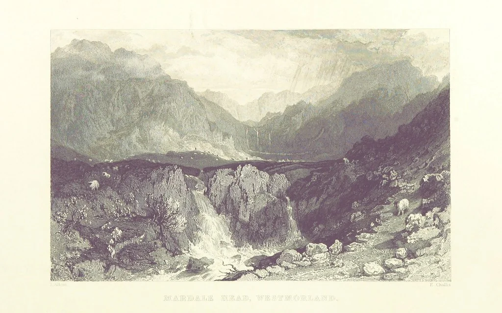 An illustration from Westmorland, Cumberland, Durham, and Northumberland, illustrated from original drawings by T. Allom, G. Pickering, &c. With descriptions by T. Rose, 1858, leaf 180