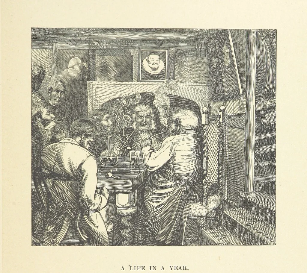 An illustration from A round of days described in original poems by some of our most celebrated poets, and in pictures by eminent artists engraved by the Brothers Dalziel, 1866, leaf 121