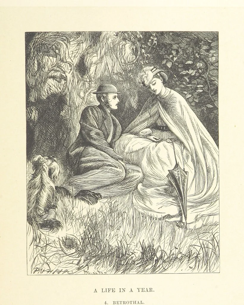 An illustration from A round of days described in original poems by some of our most celebrated poets, and in pictures by eminent artists engraved by the Brothers Dalziel, 1866, leaf 125