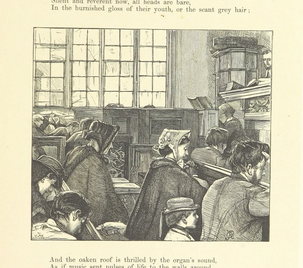 An illustration from A round of days described in original poems by some of our most celebrated poets, and in pictures by eminent artists engraved by the Brothers Dalziel, 1866, leaf 203