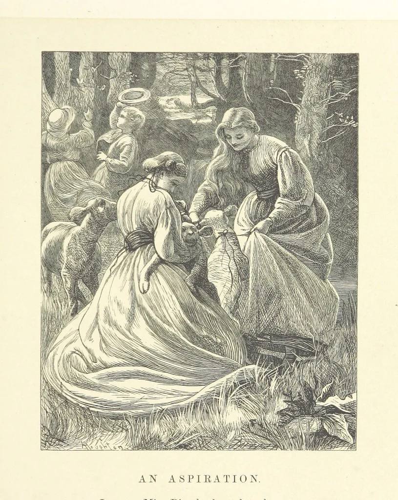 An illustration from A round of days described in original poems by some of our most celebrated poets, and in pictures by eminent artists engraved by the Brothers Dalziel, 1866, leaf 21