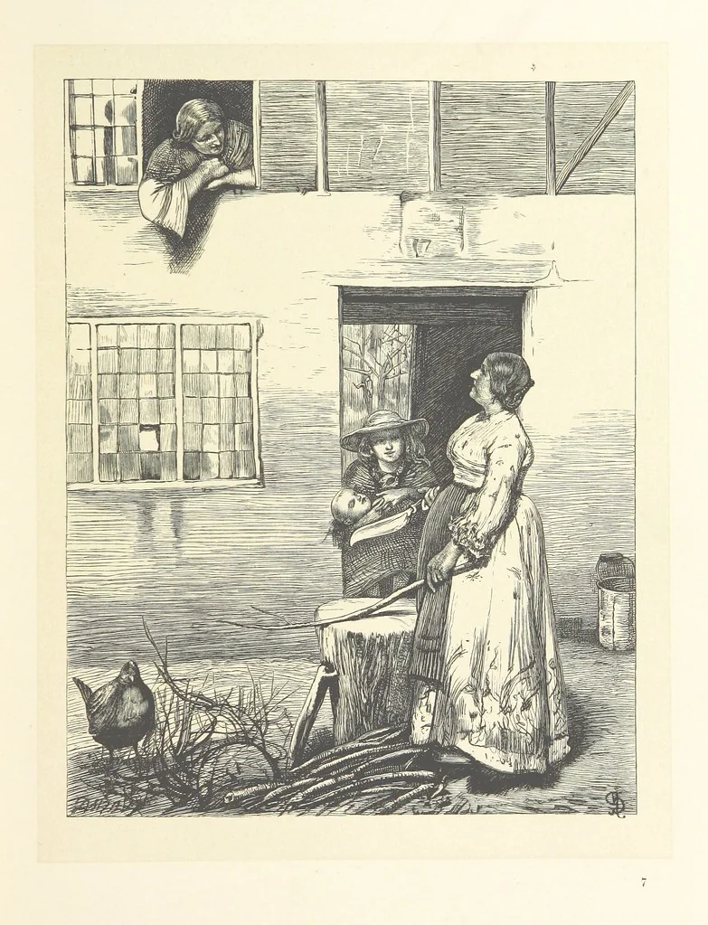 An illustration from A round of days described in original poems by some of our most celebrated poets, and in pictures by eminent artists engraved by the Brothers Dalziel, 1866, leaf 33