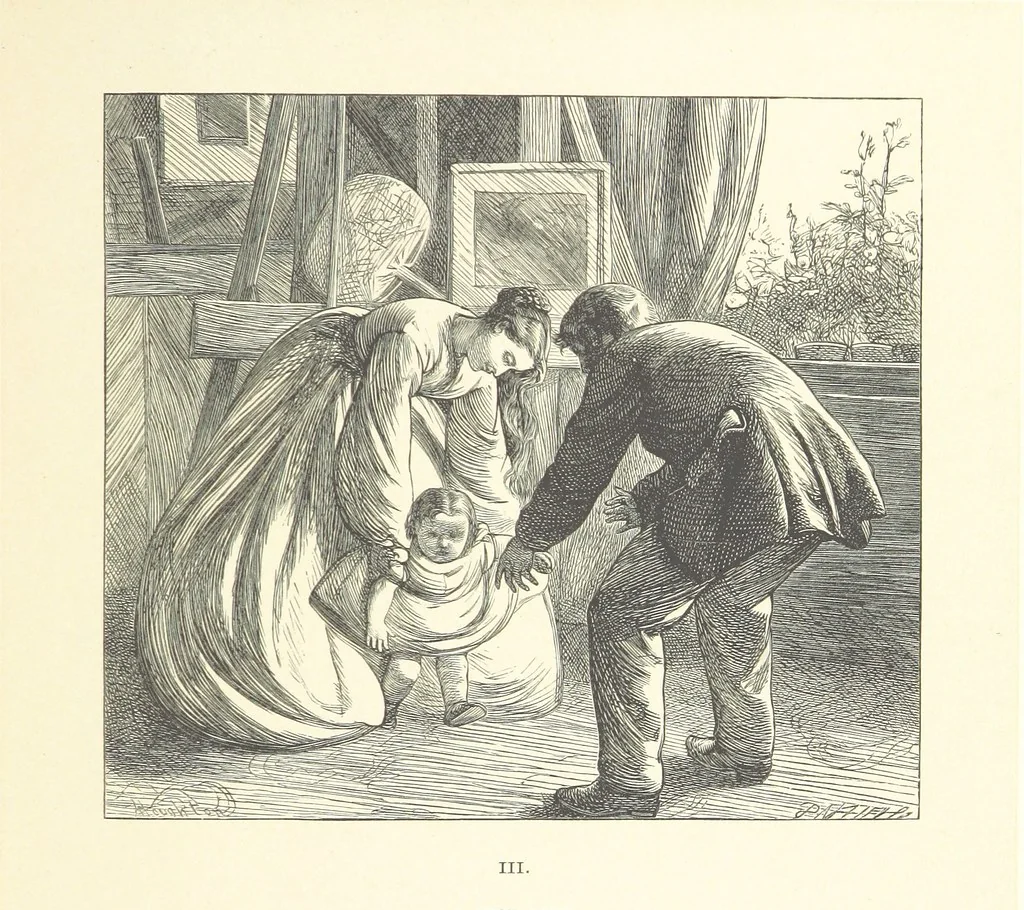 An illustration from A round of days described in original poems by some of our most celebrated poets, and in pictures by eminent artists engraved by the Brothers Dalziel, 1866, leaf 57