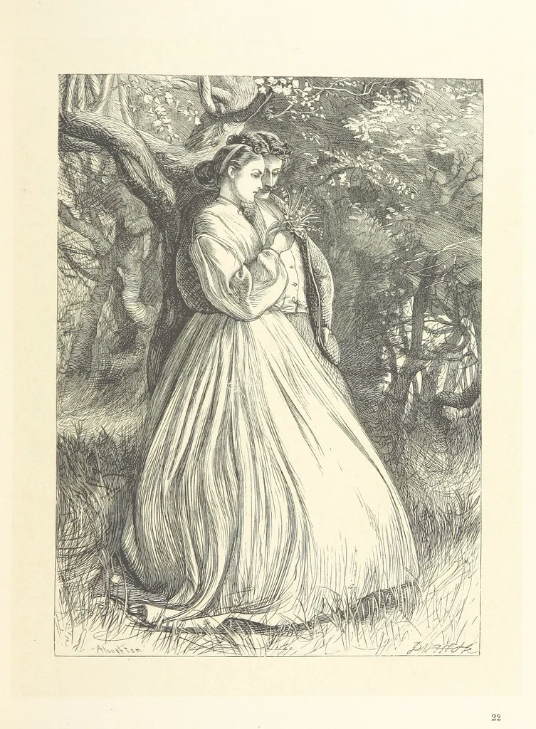 An illustration from A round of days described in original poems by some of our most celebrated poets, and in pictures by eminent artists engraved by the Brothers Dalziel, 1866, leaf 63