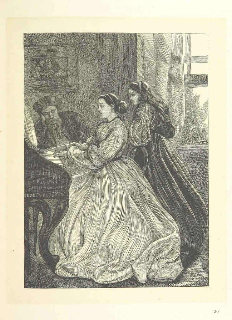 An illustration from A round of days described in original poems by some of our most celebrated poets, and in pictures by eminent artists engraved by the Brothers Dalziel, 1866, leaf 79