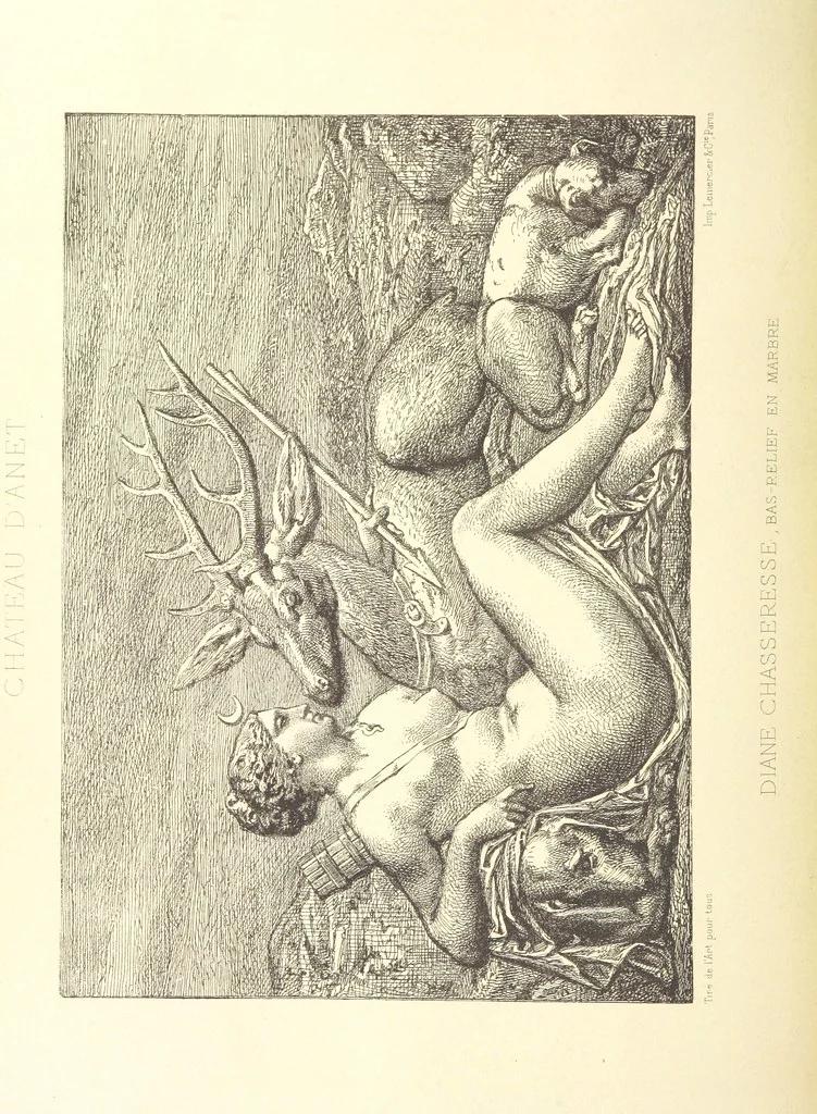 An illustration from Histoire et description du Château d'Anet, depuis le dixième siècle jusqu'à nos jours. Précédée d'une notice sur la ville d'Anet, ... et contenant une étude sur Diane de Poitiers, 1875, leaf 136