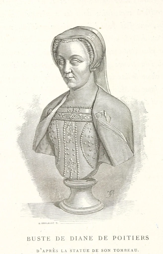 An illustration from Histoire et description du Château d'Anet, depuis le dixième siècle jusqu'à nos jours. Précédée d'une notice sur la ville d'Anet, ... et contenant une étude sur Diane de Poitiers, 1875, leaf 16