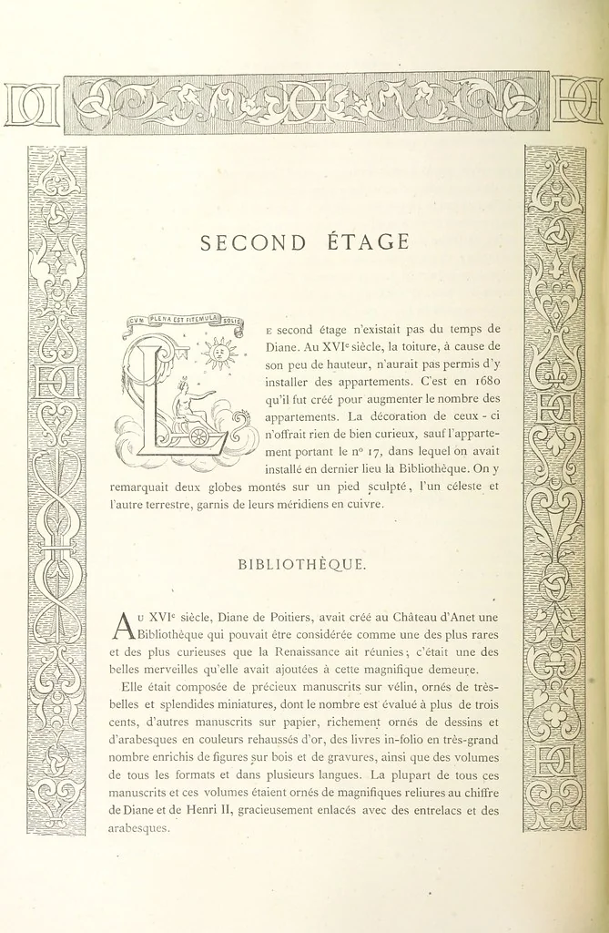 An illustration from Histoire et description du Château d'Anet, depuis le dixième siècle jusqu'à nos jours. Précédée d'une notice sur la ville d'Anet, ... et contenant une étude sur Diane de Poitiers, 1875, leaf 162