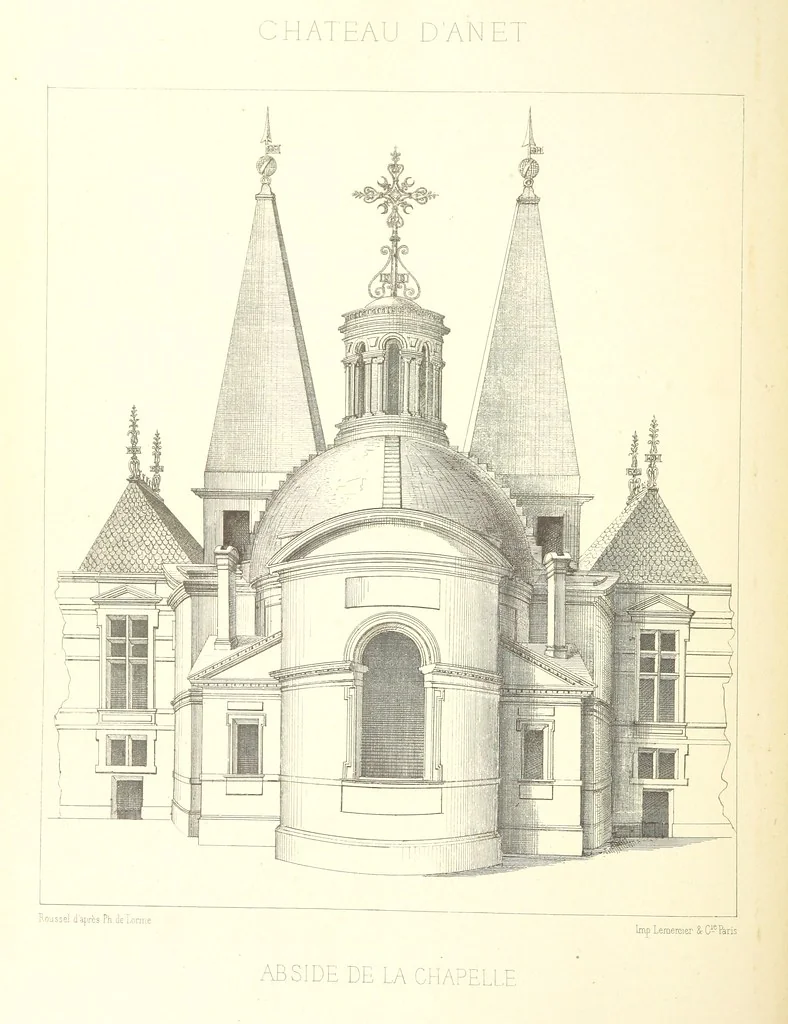 An illustration from Histoire et description du Château d'Anet, depuis le dixième siècle jusqu'à nos jours. Précédée d'une notice sur la ville d'Anet, ... et contenant une étude sur Diane de Poitiers, 1875, leaf 176