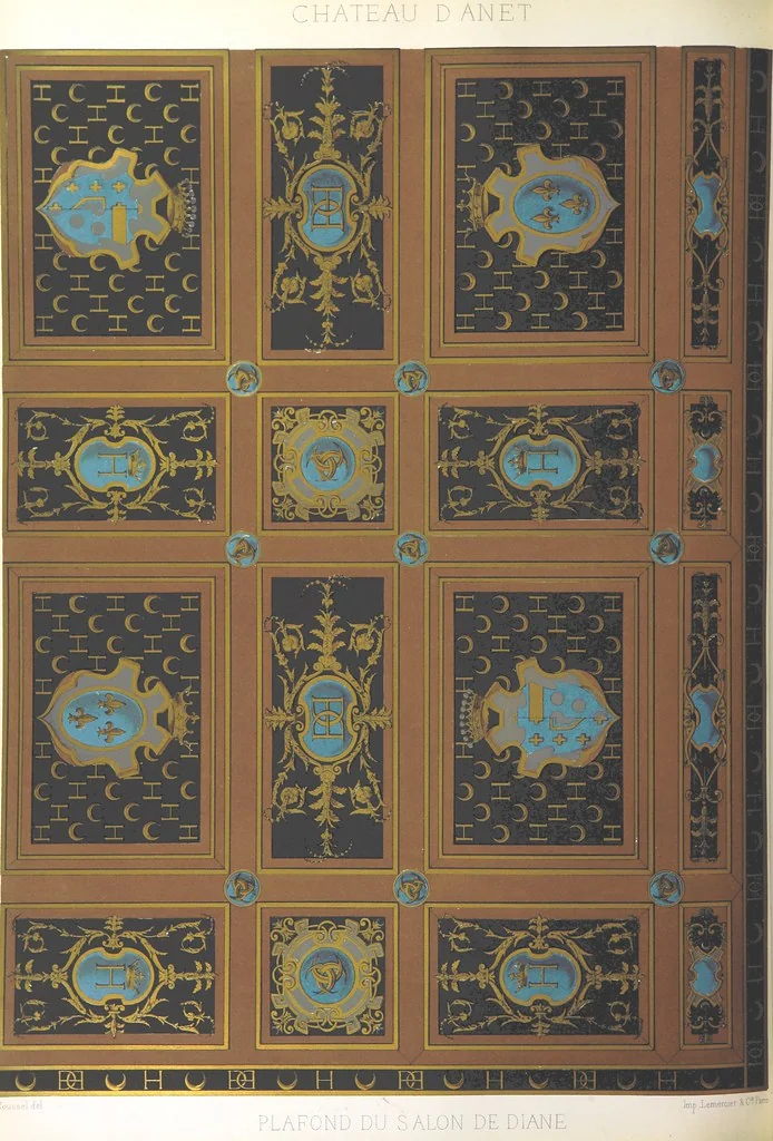 An illustration from Histoire et description du Château d'Anet, depuis le dixième siècle jusqu'à nos jours. Précédée d'une notice sur la ville d'Anet, ... et contenant une étude sur Diane de Poitiers, 1875, leaf 190