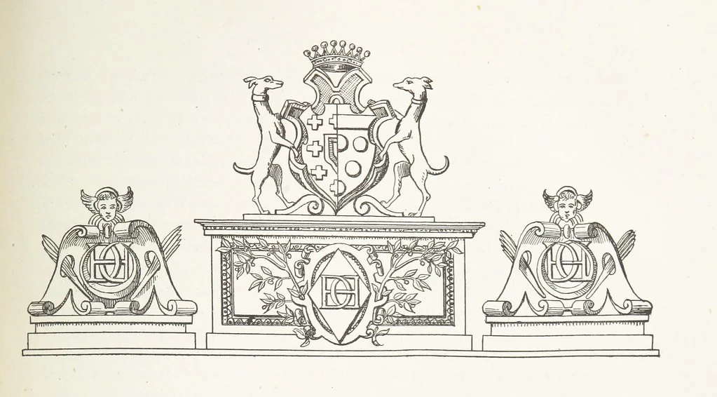 An illustration from Histoire et description du Château d'Anet, depuis le dixième siècle jusqu'à nos jours. Précédée d'une notice sur la ville d'Anet, ... et contenant une étude sur Diane de Poitiers, 1875, leaf 243