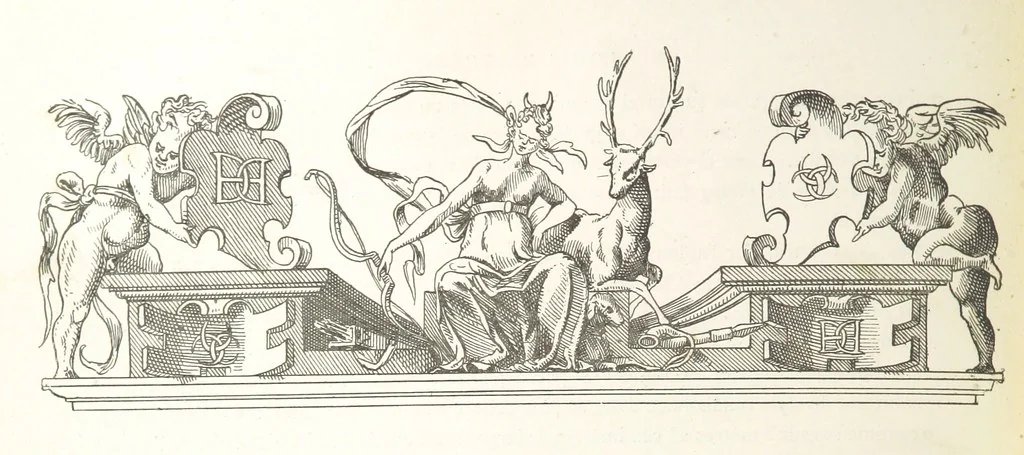 An illustration from Histoire et description du Château d'Anet, depuis le dixième siècle jusqu'à nos jours. Précédée d'une notice sur la ville d'Anet, ... et contenant une étude sur Diane de Poitiers, 1875, leaf 250